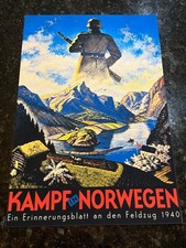 Kampf in Norwegen 1940 WWII German Norway Campaign Vintage Military Poster 13x19 picture