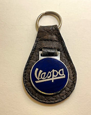 Vintage 1960s Vespa Enamel & Leather Keyring Made in England picture