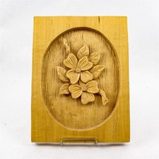 Vintage Mid-Century Hand-Carved Wood Dogwood Flower Wall Decor w/ Inscription picture
