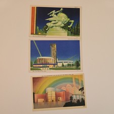 Chicago World's Fair 1933 Electrical Building Murals 3 Postcards (L-L011) picture