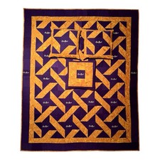 Crown Royal Purple Gold Handmade Quilt & Pillow Set Collectible picture