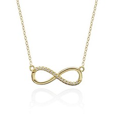 namana Gold Infinity Necklace Women Silver 2 inch 2cm Cute Gift Her Jewelry Tone picture