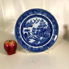 Rare 1820s Staffordshire Transferware Blue Willow Plate Incised London Tavern picture