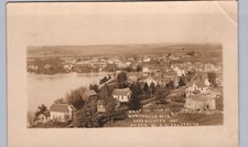 BIRD'S EYE VIEW c1920 monticello wi real photo postcard rppc wisconsin history picture