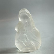 Virgin Mary Crystal Glass Figurine Baby Jesus Miniature Bust Orthodox Icon Vtg picture