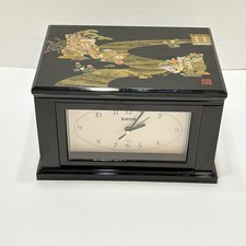 Vintage Kansai Urushi Clock And Jewelry Box Black Laquer picture