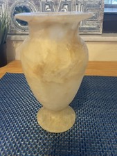 Gorgeous Egyptian Alabaster Stone Marble Hand-Carved Vase 7” x 3”Tall picture