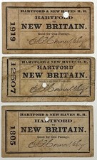 1869 HARTFORD TO NEW BRITAIN CONNER RAILROAD PASSAGE TICKETS CONNECTICUT LOT 3 picture