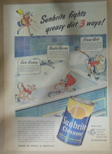 Sunbrite Cleanser Ad: Cleans 3 Ways  from 1940's Size: 11 x 15 in picture