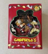 VTG 1996 Garfield As Santa With Odie Trim-A-Tree Christmas Ornament NIB picture
