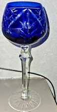 vintage Cut Crystal Bohemian Stemware Glass Wine glass Cobalt Blue picture