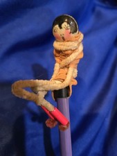 RARE CHENILLE CELLULOID DOLL BOUDOIR FLAPPER 1920s NOVELTY WRITING PENCIL picture
