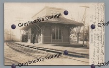 RPPC Railroad Train Station Depot PEACE DALE RI Wakefield Real Photo Postcard picture