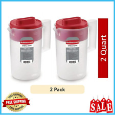 (2 PACK) Rubbermaid Simply Pour Plastic with Multifunctional Lid Red, 2 Quart picture