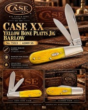 Case XX USA Platts Jig Yellow Bone 75313 Stainless Barlow Pocket Knife picture