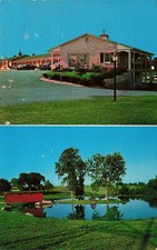 WILLOW STREET MOTOR INN & COVERED BRIDGE POSTCARD LANCASTER PENNSYLVANIA 1960s picture