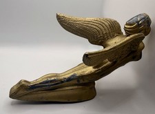 Vintage Cast Metal Flying Angel Cherub Figure Architectural Hardware Gold Patina picture