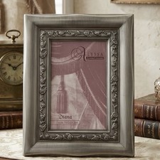 Burnes of Boston Alyssa Diana Pewter Picture Frame 4x6 Ornate Rose Floral Vtg picture