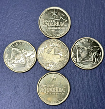 5 RIPLEY'S AQUARIUM SOUTH CAROLINA MEDALLIONS: SHARK + 4 STINGRAYS N85 picture