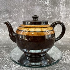 Ellgreave Vintage Striped Brown Betty Med Teapot Pottery Tea England Med 5 Cup picture