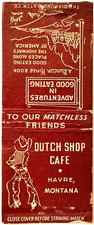 1930s Dutch Shop Cafe Restaurant Vintage Matchbook Cover Havre Montana picture