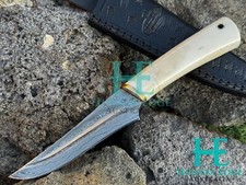 HUNTEX Custom Handmade Damascus Blade, Camel Bone Handle, Exotic Skinner Knife picture