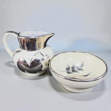 Lancaster Sandland Ware Small Cream Sugar Set China Hanley England Silver Luster picture