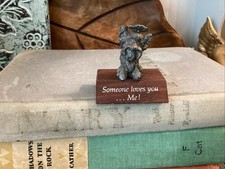 Vintage Kitschy Pewter Yorkshire Terrier Figurine Dog Stand Someone Loves You picture