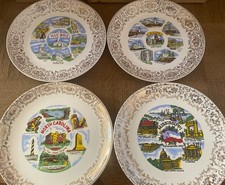 Vtg. 4-Souvenir State Plates Collectible Illinois N. Carolina Maine Mississippi picture