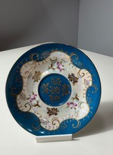 Vintage Royal Sealy China Japan Blue Lusterware Floral Gold Trim Plate picture
