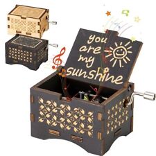 You are My Sunshine Music Box Wooden Hand Crank Musical Boxes Antique Engraved picture