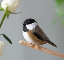 Handmade Black-Capped Chickadee Bird Figurine, Wooden Black-Capped Chickadee ... picture