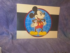 Vintage Disney Mickey Mouse Display Sign Rigid Plastic 25x19 Globe Graphic picture