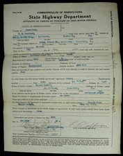 1923 vintage CAR PURCH lancaster pa KAUFFMAN/bessemer picture