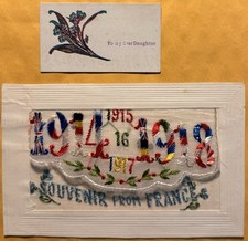 1918 Souvenir From France, 1914-1918 W1 War USA & Allies, Silk Postcard picture
