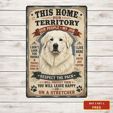 Great Pyrenees Dog House Yard Sign Warning Watch Dog Metal Plaque picture