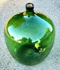 Vtg E.M.60 Big Demijohn Green Glass Wine Bottle Jug 24.5