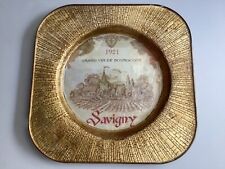 1921 Antique Handmade Grand Vin de Bourgogne Savigny Decorative Wall Plate * picture