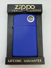 Vintage 1998 Royal Blue Matte Slim Zippo Lighter New B13 picture
