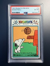 1991 Peanuts Preview Charles Schulz Basketball Snoopy #12 PSA 6 Pop 2 picture