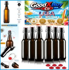 16 oz Amber Swing Top Glass Bottles 6 Pack Airtight Flip Caps Beer Kombucha Mead picture