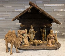 Pre 1980s Fontanini Nativity Set Creche Depose Italy Figures Stable Spider Mark picture