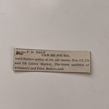 DT D Daly Creamery & Print Butters Ctr Mkt 1881 Washington DC Clipping TAJ8-S52 picture