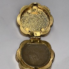 Coty Emeraude Green Jeweled Perfume Parfum Compact Case Gold Trinket Box Vintage picture