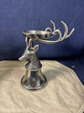 Aluminum Deer Pillar Candle Holder 8 3/4 Inches  picture