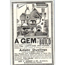 A Gem Build Geo. F. Barber. & Co Architects Knoxville c1890 Victorian Ad AE8-CH7 picture