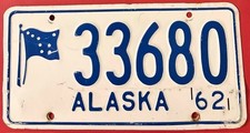 Vintage 1962 Alaska License Plate 33680 picture