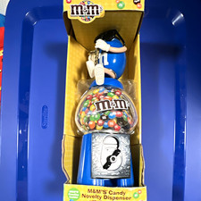 M&M's Candy Novelty Dispenser Real Working Coin Bank Blue M&M Character picture