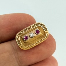 Nivison Weiskopf 10Kt Gold Filled Employee Service Award Pin Pink Stone Vtg picture