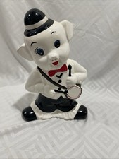 Vintage Hand Painted Drummer Boy Pig Piggy Bank Retro Vintage Made In Taiwan picture